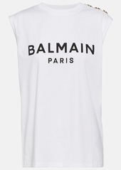 Balmain Logo cotton jersey tank top