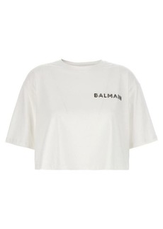 BALMAIN Logo cropped T-shirt