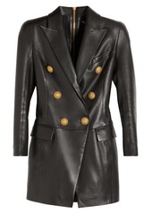 Balmain Long Sleeve Leather Coat Dress