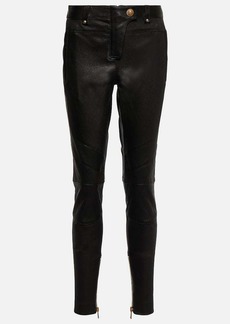 Balmain Low-rise leather skinny pants