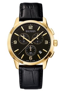 BALMAIN WATCHES Madrigal Chronograph Leather Strap Watch