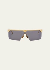 Balmain Major Half-Rimmed Titanium Shield Sunglasses