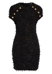 Balmain Metallic Tweed Sheath Dress in Ead Noir/Or at Nordstrom