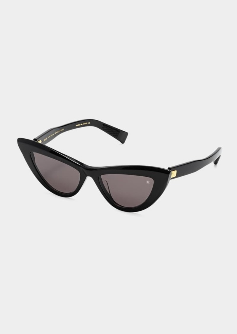 Balmain Monogram Acetate & Titanium Cat-Eye Sunglasses