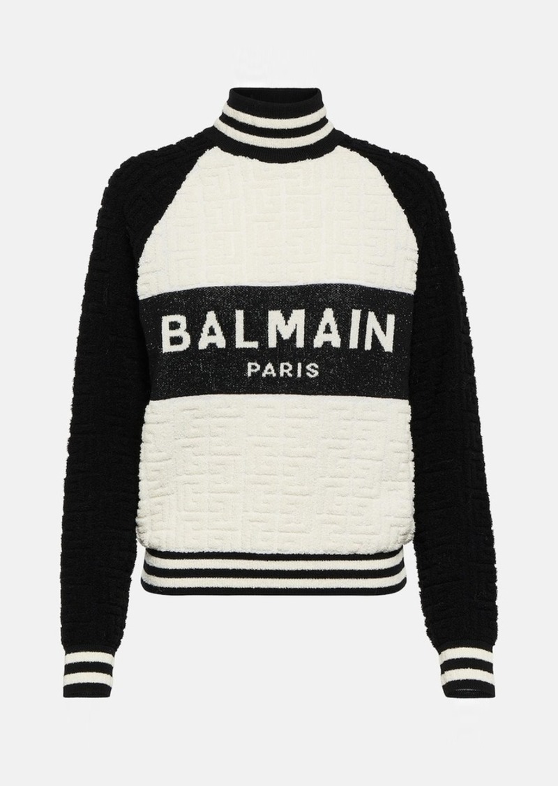 Balmain Monogram jacquard wool and cotton-blend sweater