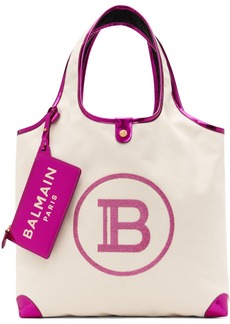 Balmain Off-White & Pink Grocery Tote