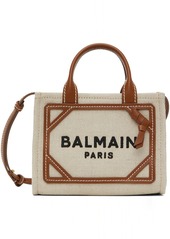 Balmain Off-White & Tan Mini B-Army Shopper Bag