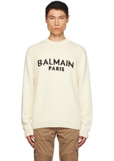 Balmain Off-White Jacquard Sweater