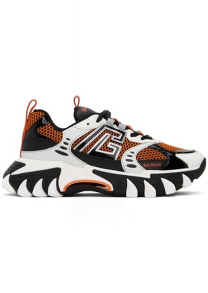 Balmain Orange & White B-East PB Sneakers