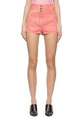 Balmain Pink Denim High-Rise Shorts