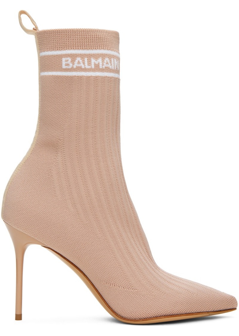 Balmain Pink Stretch Knit Skye Ankle Boots