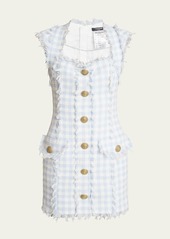Balmain Plaid Tweed Mini Dress