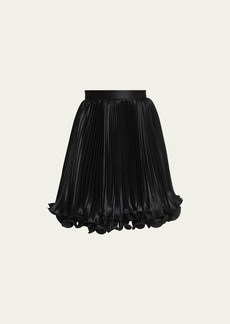 Balmain Pleated Ruffle Satin Mini Skirt