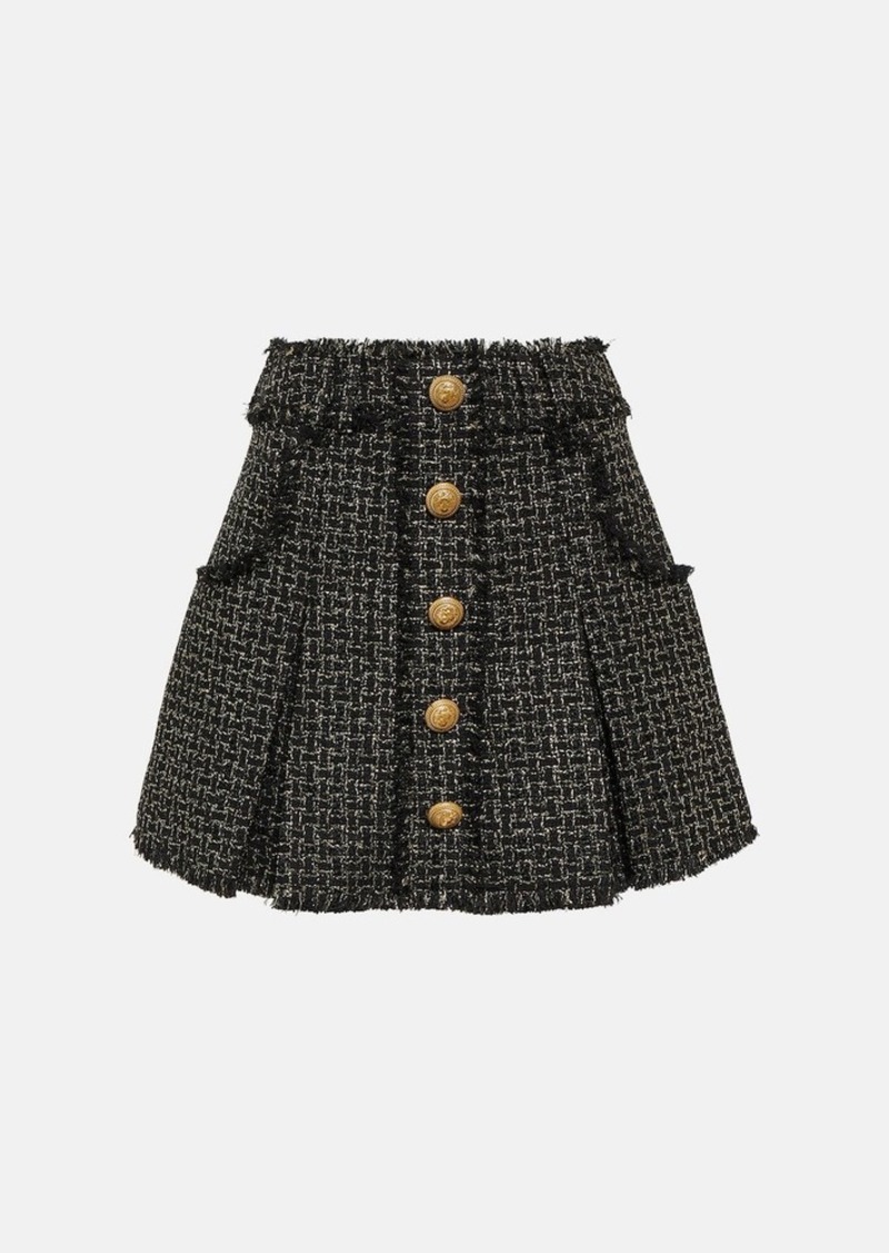 Balmain Pleated tweed miniskirt