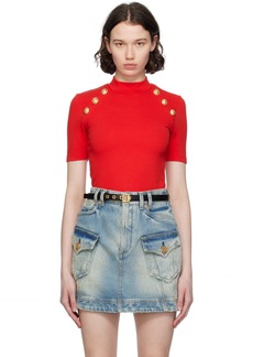 Balmain Red Button T-Shirt