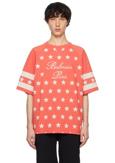 Balmain Red Signature Stars T-Shirt