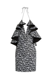 Balmain Ruffled leopard-print mini dress