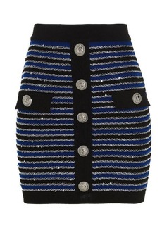 BALMAIN Sequin stripe knit skirt