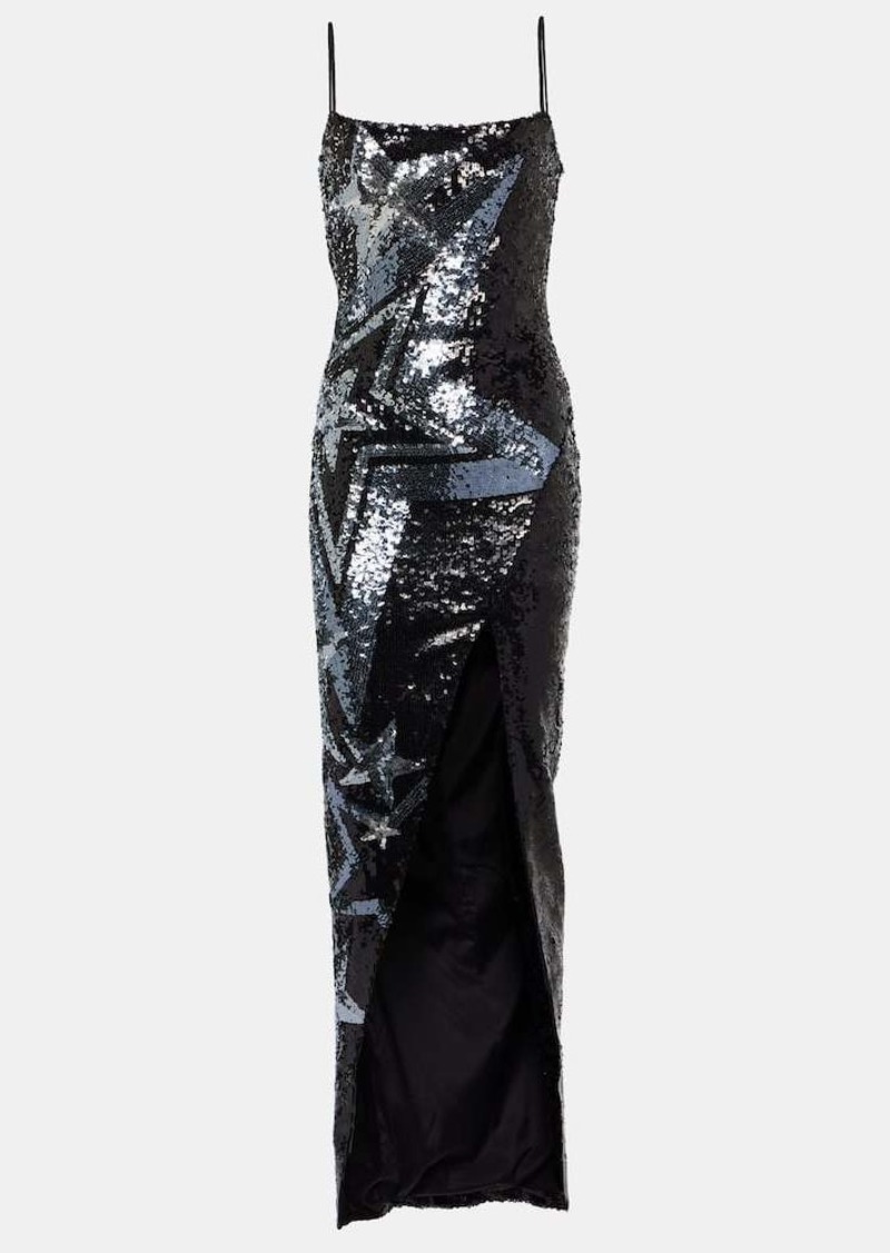 Balmain Sequined side-slit maxi dress