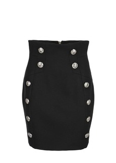 BALMAIN Short black skirt with Double Button