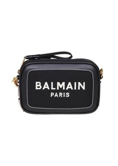 BALMAIN SHOULDER BAG IN CANVAS AND LEATHER