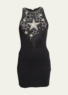 Balmain Star Crystal Body-Con Mini Dress