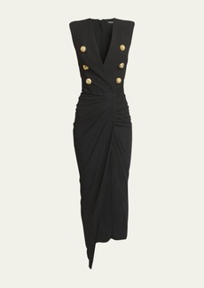 Balmain Tailored Gown with Embossed Button Details