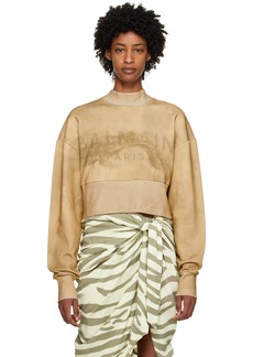 Balmain Taupe Cropped Sweatshirt