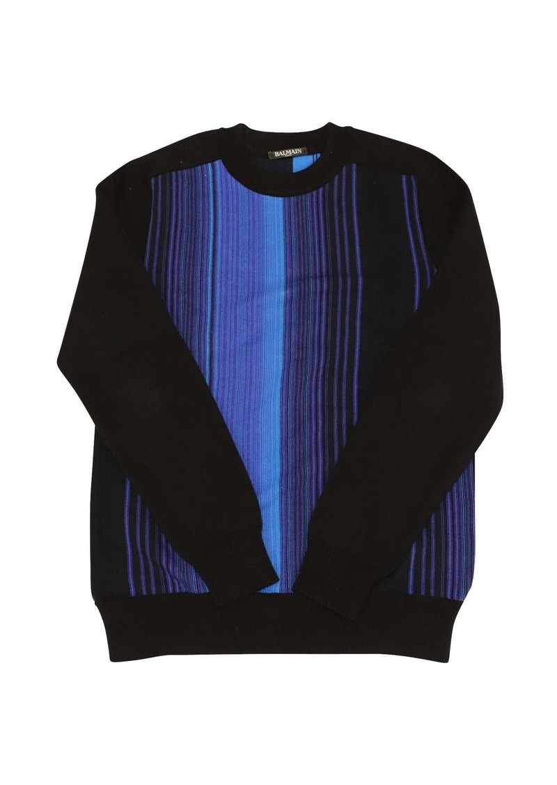 Balmain Tonal Stripe Sweatshirt in Multicolor Cotton