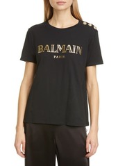 Balmain Vintage Logo Cotton T-Shirt in Noir/Or at Nordstrom