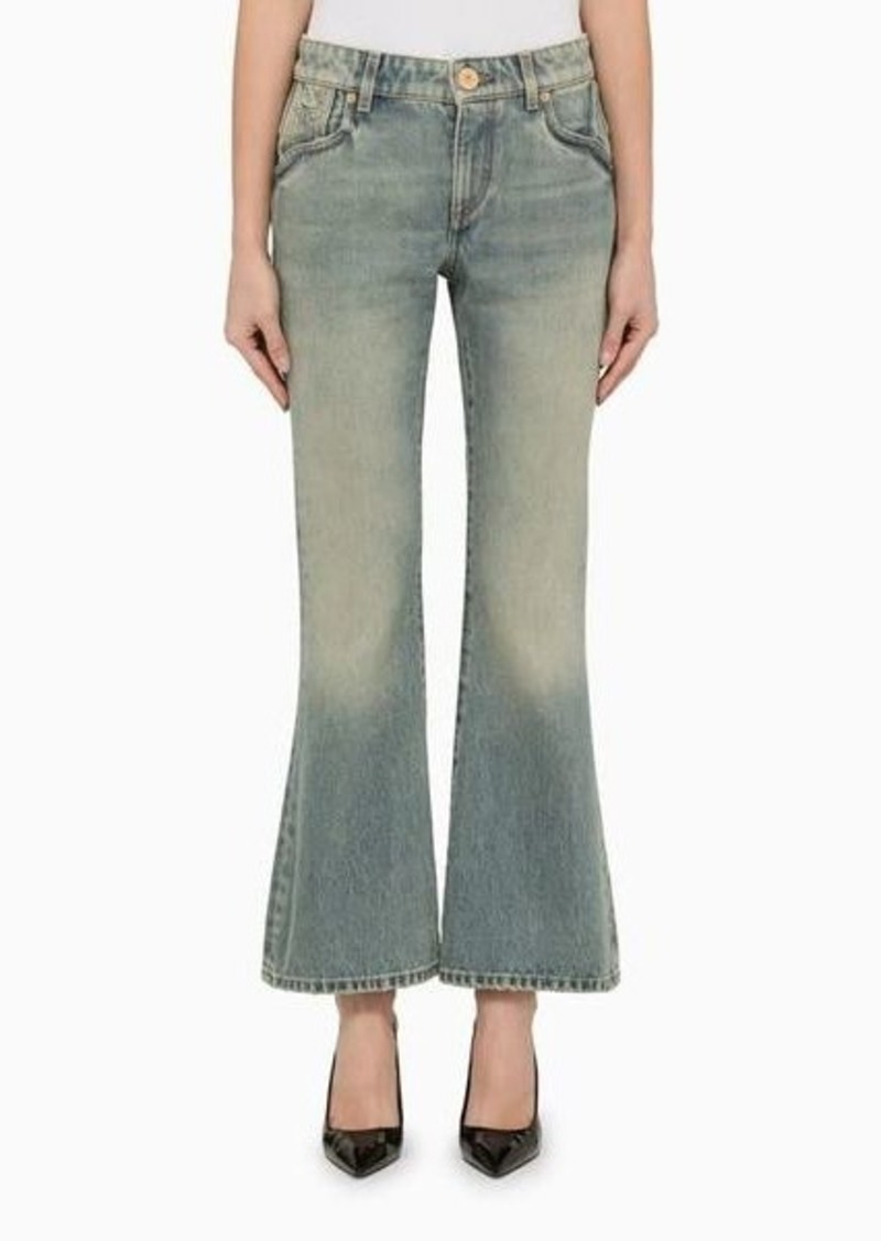 Balmain Washed-effect cropped denim jeans