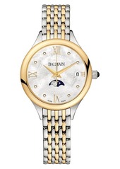 BALMAIN WATCHES Two-Tone Diamond Moon Phase Bracelet Watch