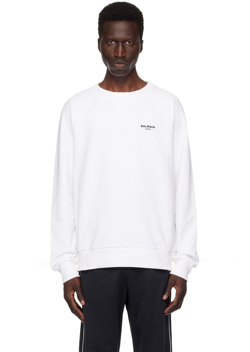 Balmain White 'Balmain Paris' Flocked Sweatshirt