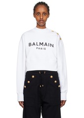 Balmain White Cropped Sweatshirt