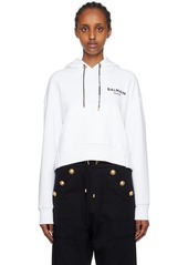 Balmain White Flocked Hoodie