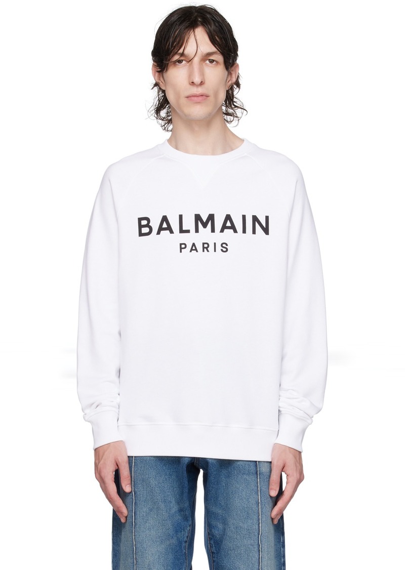 Balmain White Printed Sweatshirt