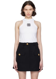 Balmain White Retro PB Tank Top