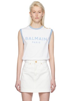 Balmain White Three-Button Tank Top