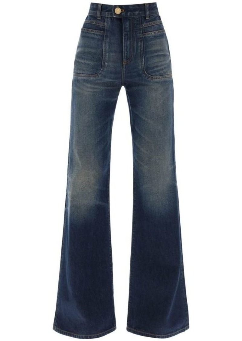 Balmain wide leg jeans with dark wash
