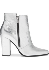 Balmain Woman Anthea Metallic Cracked-leather Ankle Boots Silver