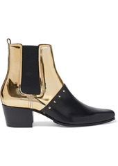Balmain Woman Artemisia Studded Smooth And Mirrored-leather Ankle Boots Gold
