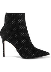 Balmain Woman Blair Crystal-embellished Suede Ankle Boots Black