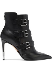 Balmain Woman Elora Buckled Leather Ankle Boots Black
