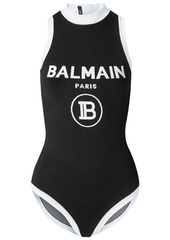 Balmain Woman Intarsia-knit Bodysuit Black
