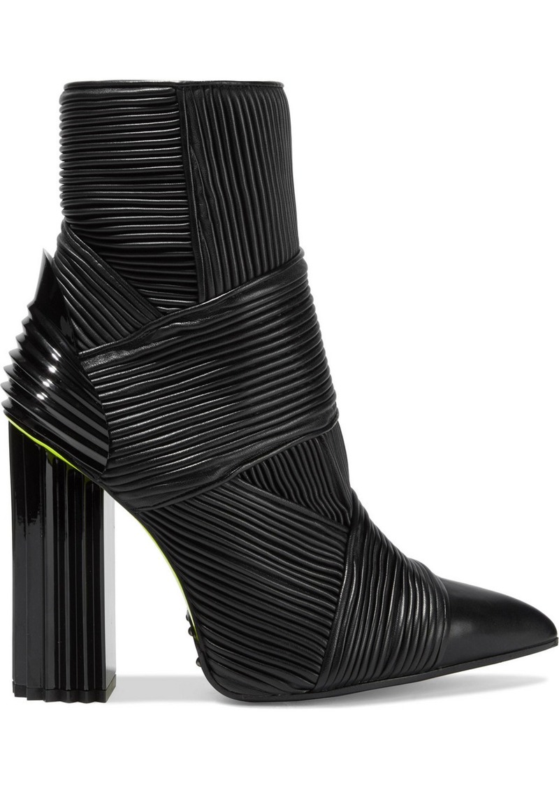 Balmain - Irina pleated leather ankle boots - Black - EU 38