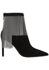 Balmain Woman Mercy Chain-embellished Suede Ankle Boots Black