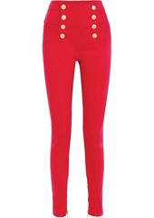 Balmain Woman Button-embellished High-rise Skinny Jeans Red