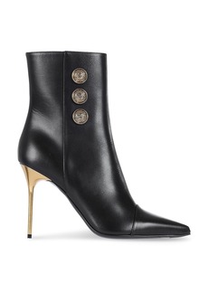Balmain Women's Pointed Toe Logo Accent High Heel Ankle Booties