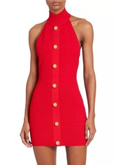 Balmain Basketweave Knit Halter Minidress