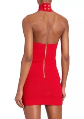 Balmain Basketweave Knit Halter Minidress